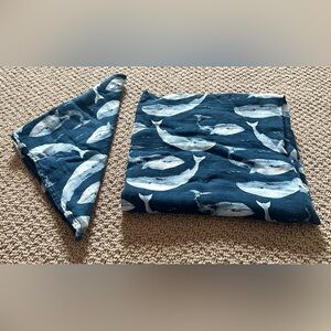 Milkbarn bamboo whale swaddle and burp cloth set